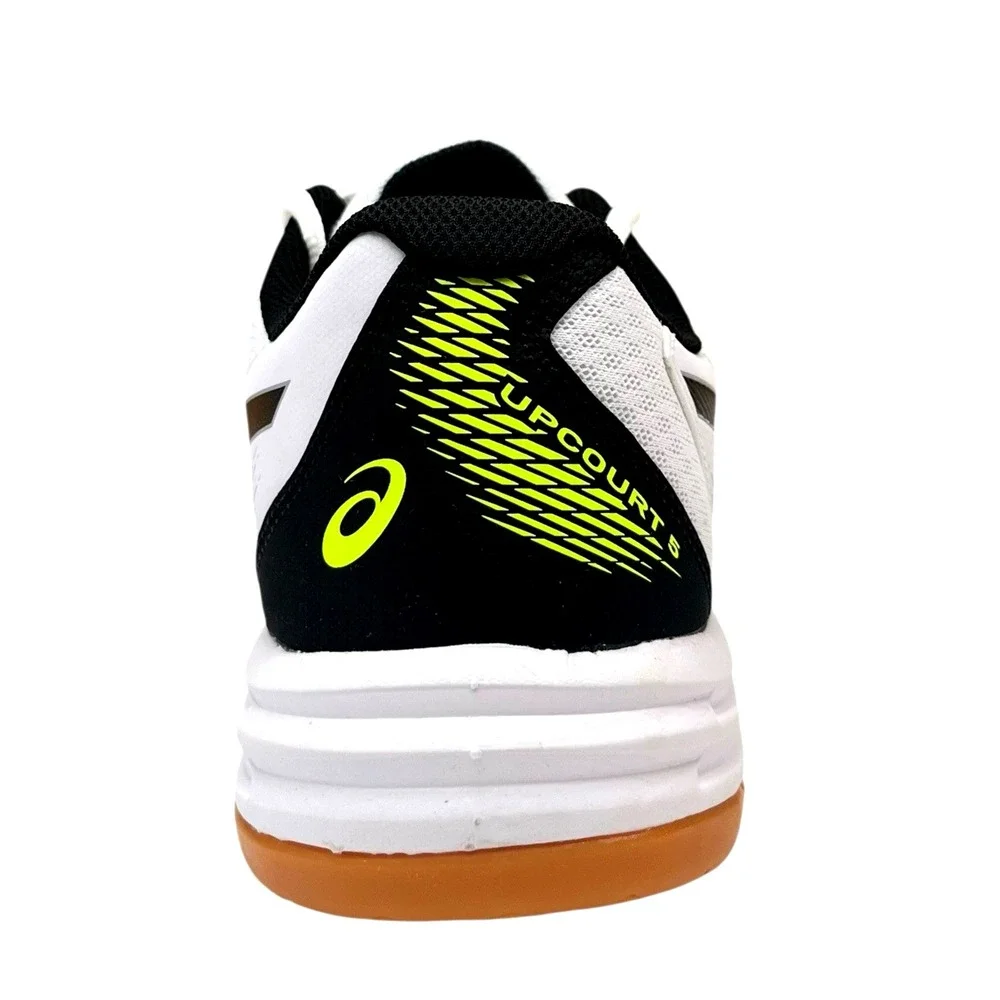 Asics Upcourt 5 Mens Volleyball Shoes Size 8 White Safety Yellow‎ Black Gum Sole